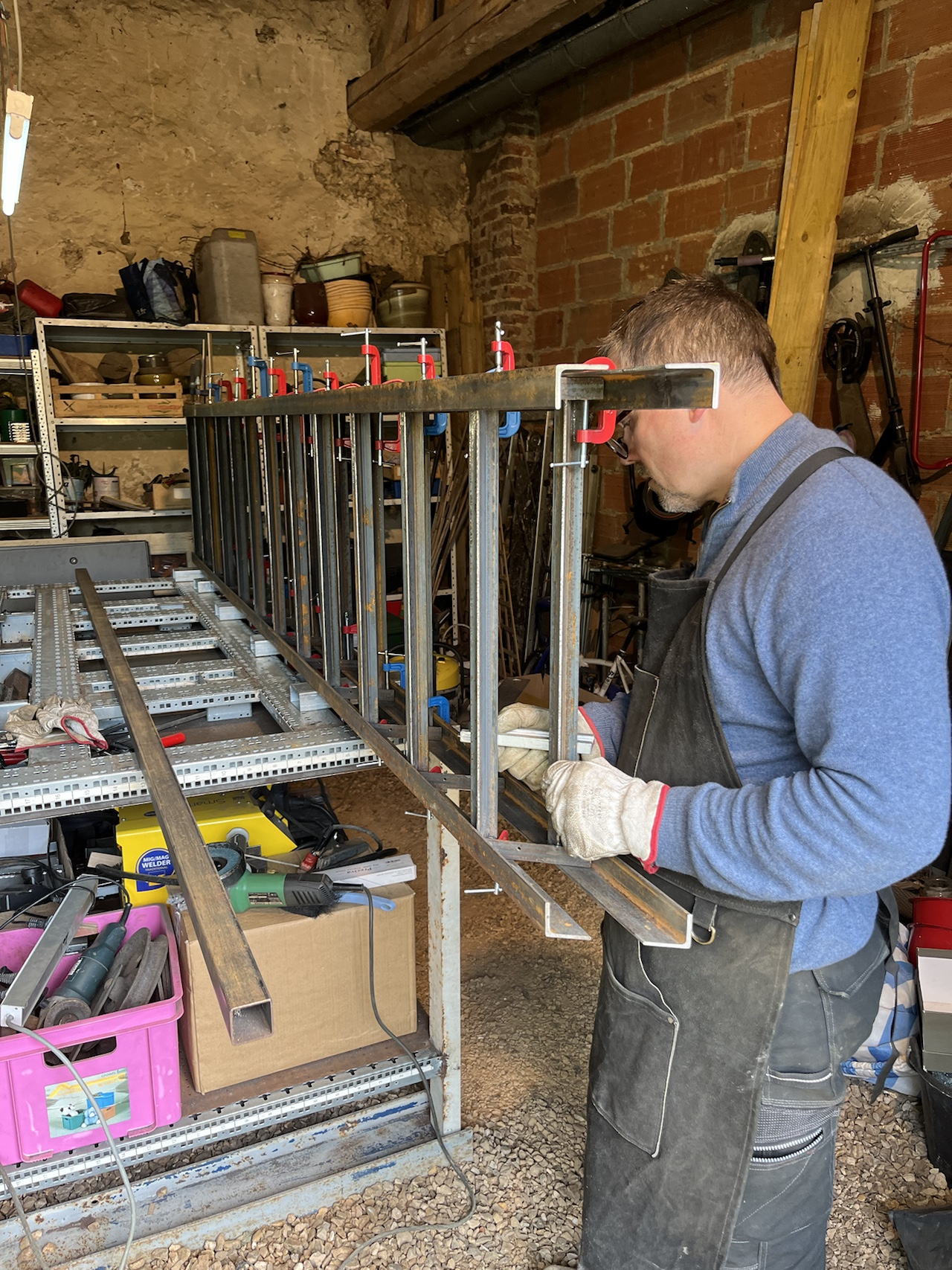 Echelle de meunier acier/chêne